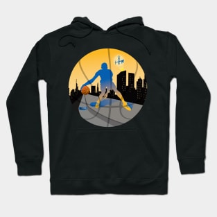 Basketball Street Baller Blue and Golden Yellow Colors Hoodie